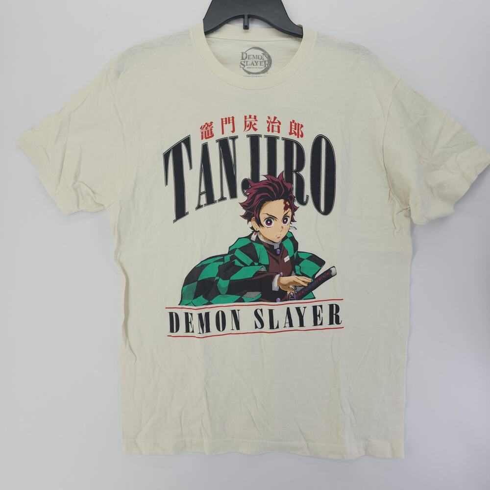 Demon Slayer Tanjiro Kamado Kanji Graphic T-Shirt Cream Aniplex Size L